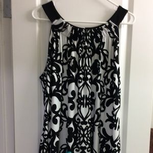 Black, white and teal dress